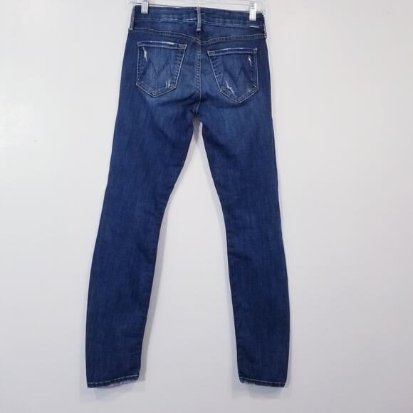 MOTHER Jeans The Looker in Rough it Up Blue Denim Distressed Skinny - Picture 2 of 16